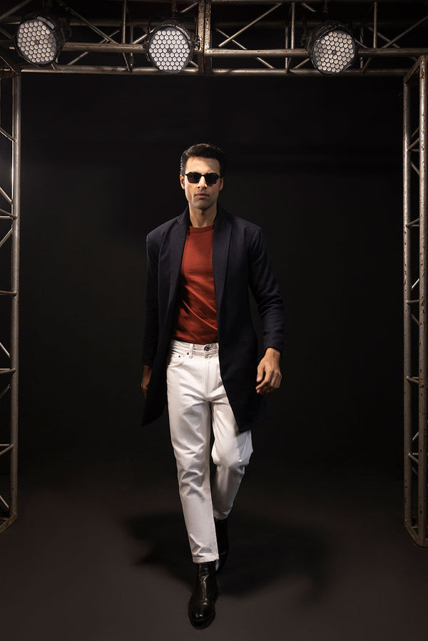 Navy Blue Wool Over Coat