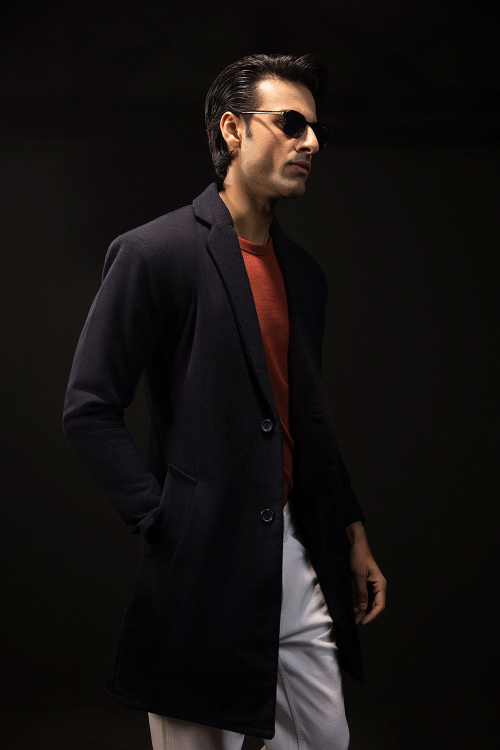 Navy Blue Wool Over Coat