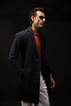 Navy Blue Wool Over Coat
