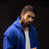 Royal Blue Cropped Pronounced Shoulder Hoodie