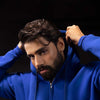 Royal Blue Cropped Pronounced Shoulder Hoodie