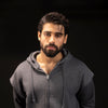 Charcoal Cropped Pronounced Shoulder Hoodie