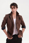 Classic Two-Button Brown Suede Blazer