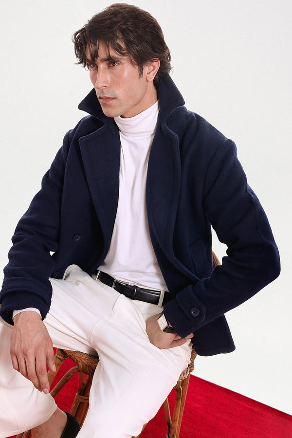Navy Blue Wool Pea Coat