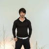 Black Button-down Pullover Henley Hoodie
