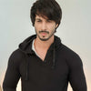 Black Button-down Pullover Henley Hoodie