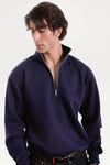 Navy Relaxed Fit Zip-Top Sweatshirt