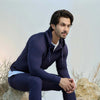 Navy Blue Button-down Pullover Henley Hoodie