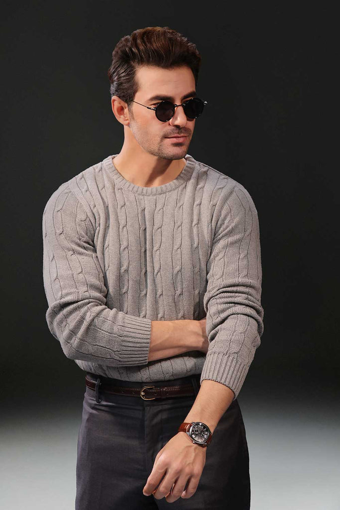 nknit ♡cable 2way KNIT グレー NKNIT ♡cable 2way KNIT GRAY（Grey Crew Neck Cable Knit