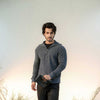 Charcoal Fisherman Knit Zip Neck Jumper