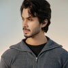 Charcoal Fisherman Knit Zip Neck Jumper