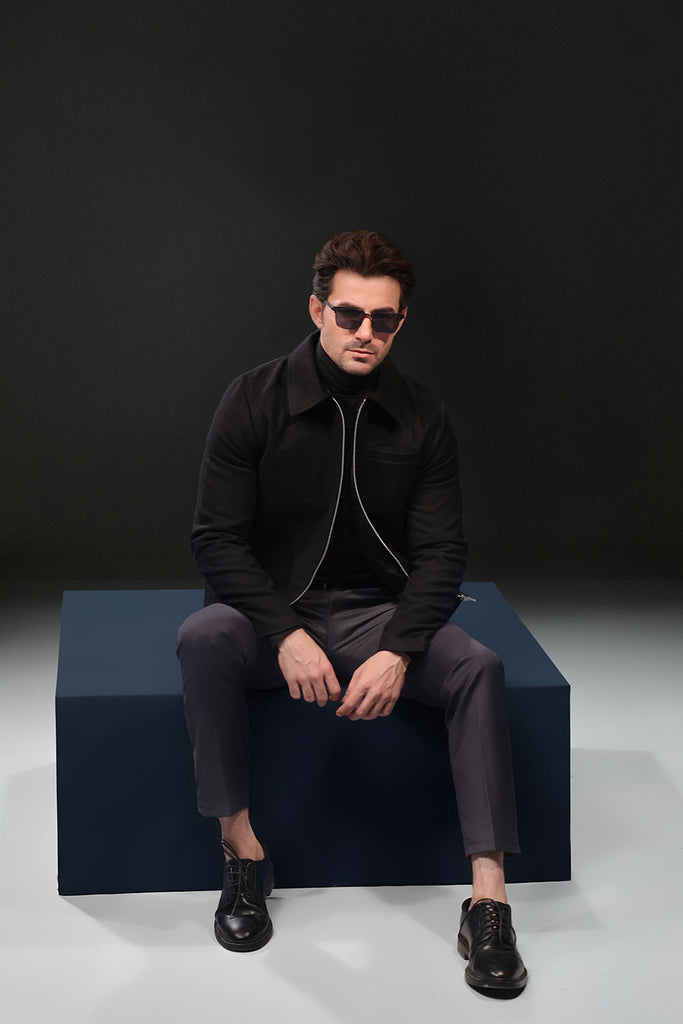 Fitted zipper jacket - Black