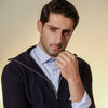 Navy Blue Fisherman Knit Zip Neck Jumper