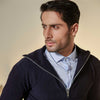 Navy Blue Fisherman Knit Zip Neck Jumper