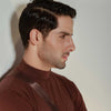 Brown Full Sleeves Mock Neck