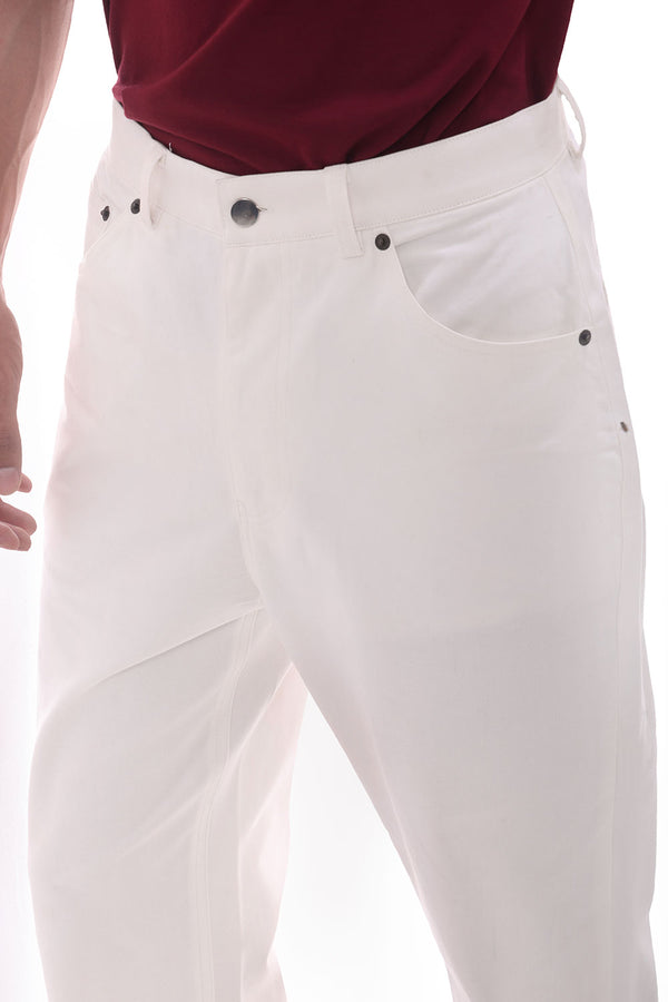 White Soft Cotton Bootcut Trousers
