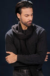 Black Crew Neck Cable Knit Sweater