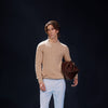 Beige Crew Neck Cable Knit Sweater