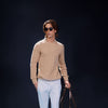 Beige Crew Neck Cable Knit Sweater