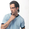 Light Blue Basic Contrast Rib T-Shirt