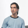 Light Blue Basic Contrast Rib T-Shirt