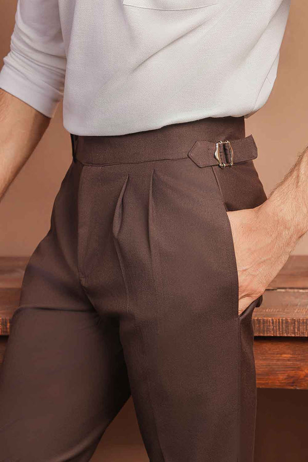 Brown Flannel High Rise Pant