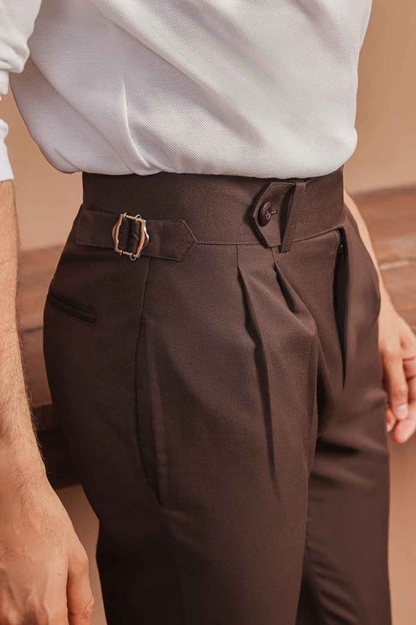 Brown Flannel High Rise Pant