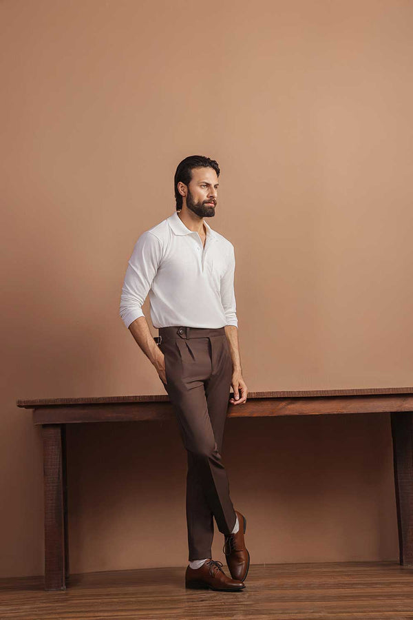 Brown Flannel High Rise Pant