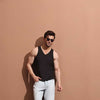 Black V Neck Organic Vest