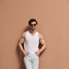 White V Neck Organic Vest