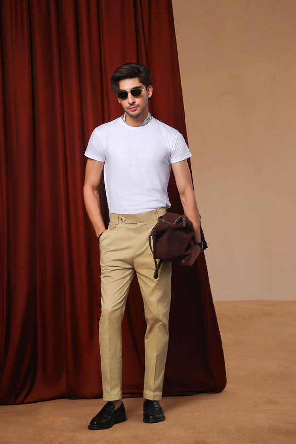 Sand Classic Cut Pleated Chino