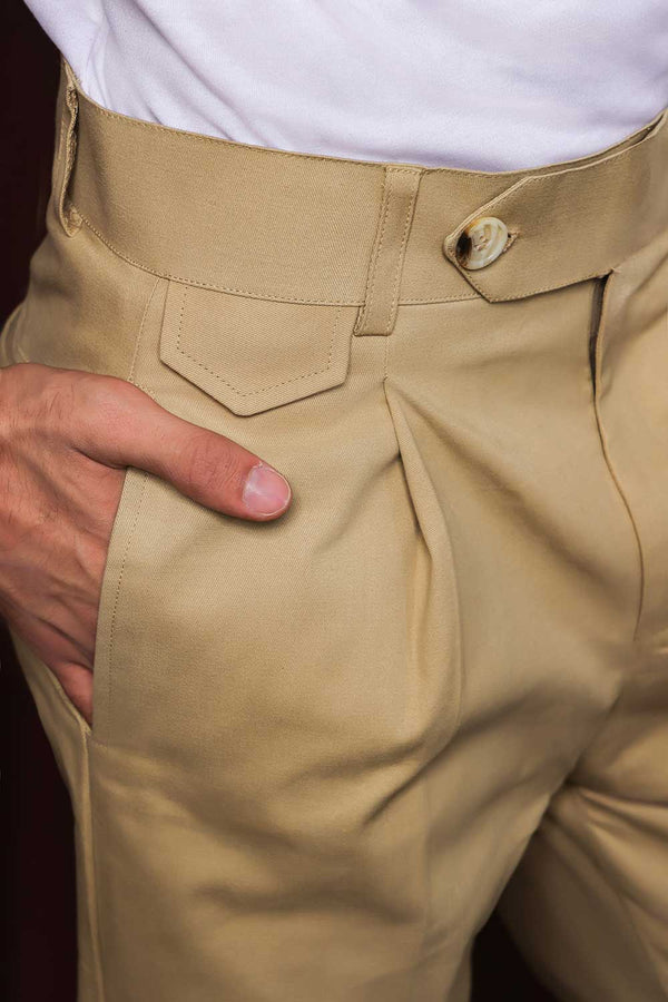 Sand Classic Cut Pleated Chino