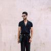 Black Wide Fit Portobello Trousers