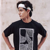 Black Abstract Printed Oversized T-Shirt