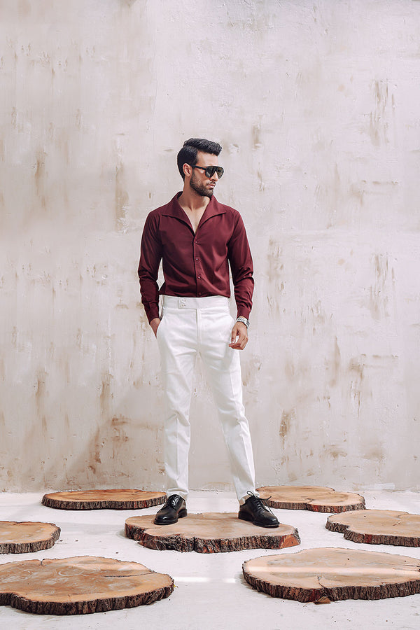 Maroon Sailor Collar Shirt