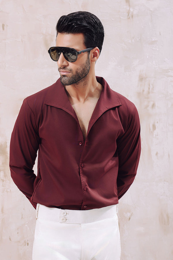 Maroon Sailor Collar Shirt