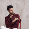Maroon Sailor Collar Shirt