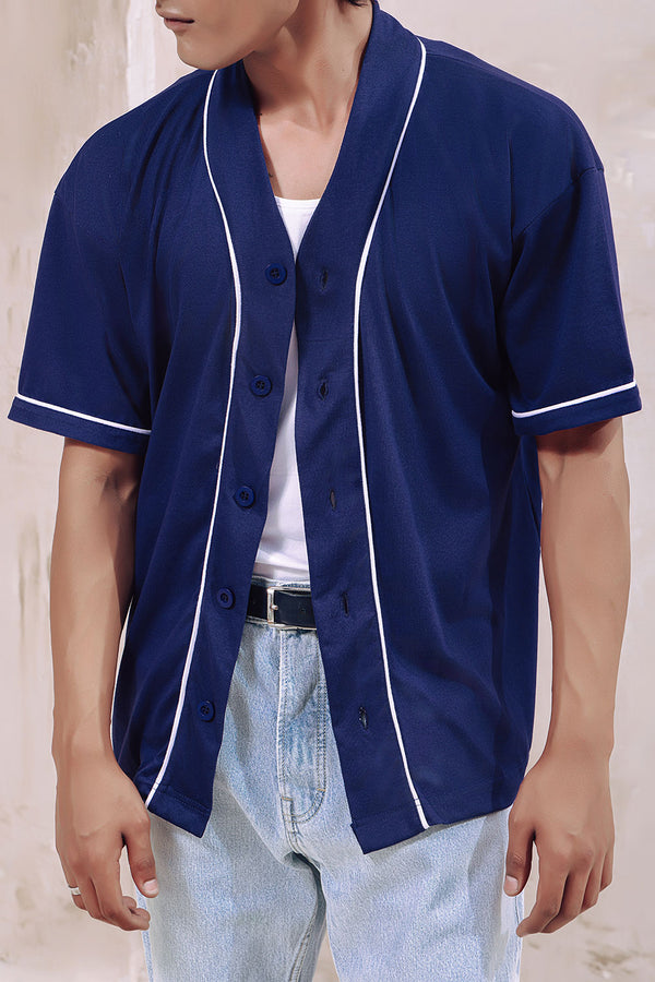 Navy Blue Base Ball Jersey Shirt