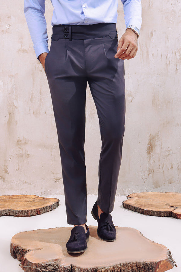 Charcoal Two Buttoned Gurkha Trousers