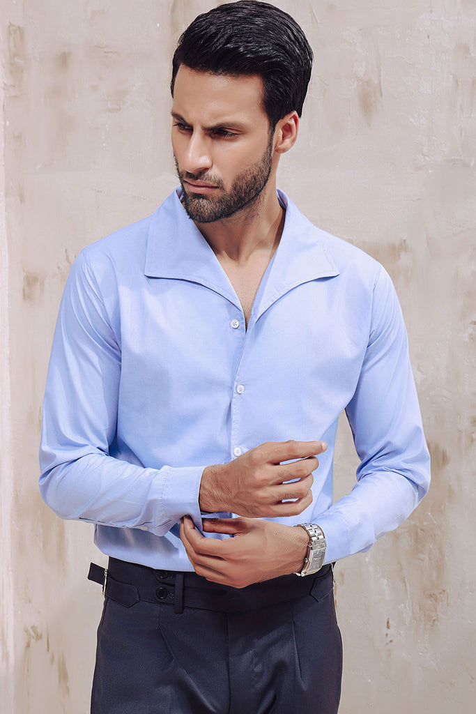 Light blue shirt white collar best sale