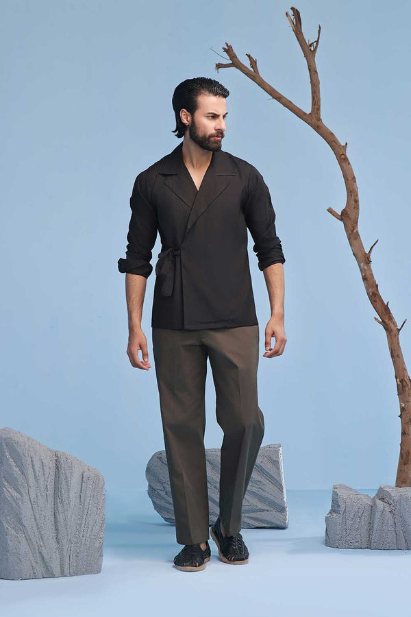 Black Wrap Around Kimono Shirt