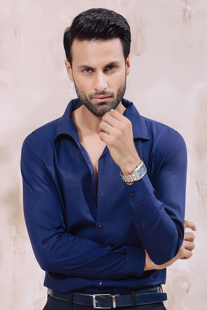 Navy Blue Sailor Collar Shirt ZED