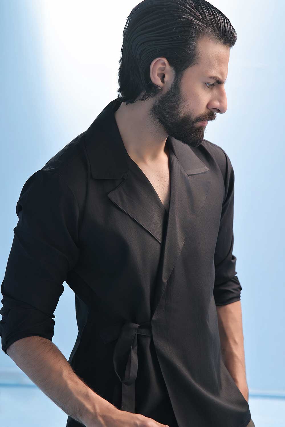 Black Wrap Around Kimono Shirt