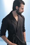 Black Wrap Around Kimono Shirt