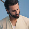 Cream Seersucker Open V-Neck Collared Shirt