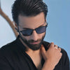 Black Seersucker Open V-Neck Collared Shirt