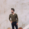 Khaki Green Five Button Henley