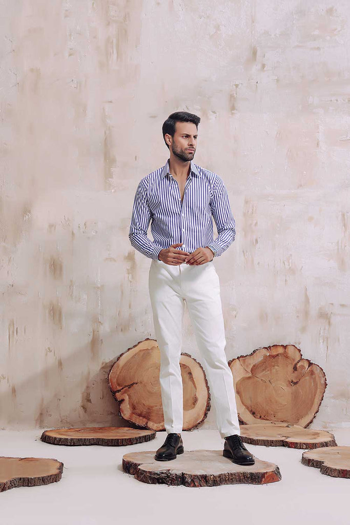 Mens Oxford Stripe  Shirt Blue Yonder