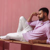 Lilac With Stand-Up Collar Shirt