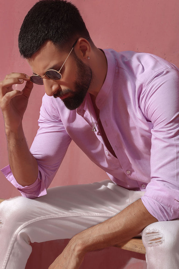 Lilac With Stand-Up Collar Shirt